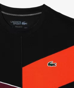 Lacoste Tennis>Nahtloses Tennis T-Shirt Schwarz / Orange / Burgunder / Weis Lir