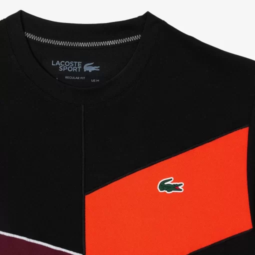 Lacoste Tennis>Nahtloses Tennis T-Shirt Schwarz / Orange / Burgunder / Weis Lir