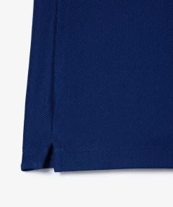 Lacoste Tennis>Pique Tennis-Poloshirt Mit Gestreiftem Kontrast-Kragen Navy Blau F9F