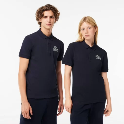 Lacoste Poloshirts>Polohemd Mit -Signatur-Aufdruck Navy Blau 166