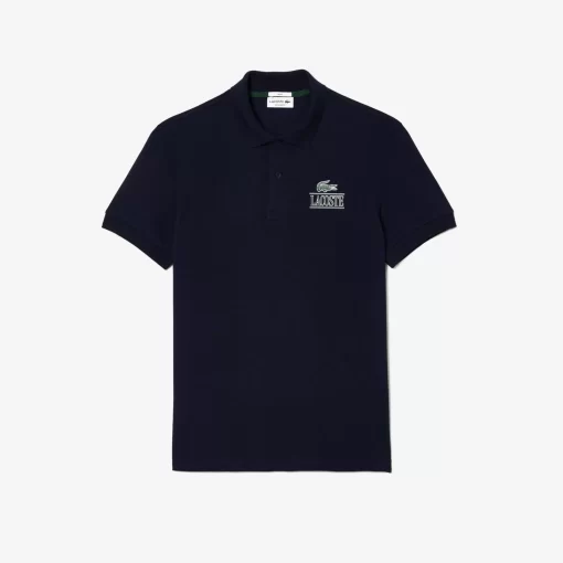 Lacoste Poloshirts>Polohemd Mit -Signatur-Aufdruck Navy Blau 166