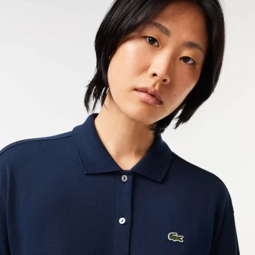 Lacoste Kleider & Röcke>Polokleid Mit Dreiviertelarmel Aus Baumwoll-Pique Mit Gurt Navy Blau 166