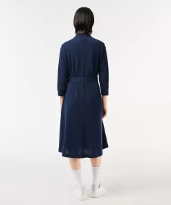 Lacoste Kleider & Röcke>Polokleid Mit Dreiviertelarmel Aus Baumwoll-Pique Mit Gurt Navy Blau 166