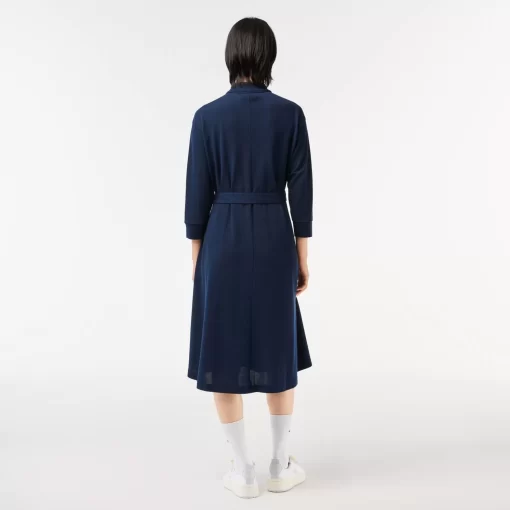 Lacoste Kleider & Röcke>Polokleid Mit Dreiviertelarmel Aus Baumwoll-Pique Mit Gurt Navy Blau 166