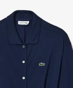 Lacoste Kleider & Röcke>Polokleid Mit Dreiviertelarmel Aus Baumwoll-Pique Mit Gurt Navy Blau 166