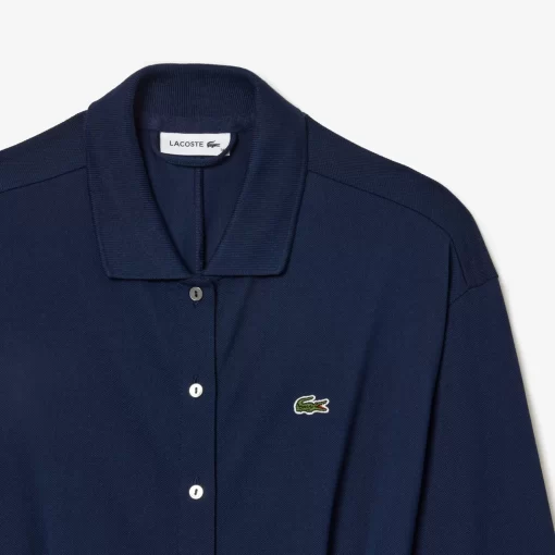 Lacoste Kleider & Röcke>Polokleid Mit Dreiviertelarmel Aus Baumwoll-Pique Mit Gurt Navy Blau 166