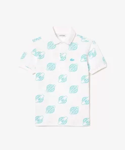 Lacoste Jungenkleidung>Poloshirt Aus Baumwoll-Pique Mit Aufdruck Weis / Blau Ri6