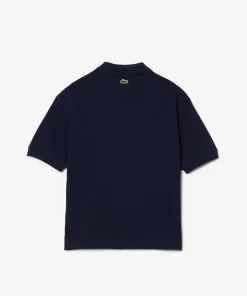 Lacoste Mädchenkleidung>Poloshirt Aus Baumwoll-Pique Mit Aufdruck Navy Blau 166