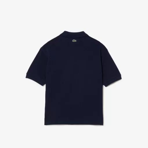 Lacoste Mädchenkleidung>Poloshirt Aus Baumwoll-Pique Mit Aufdruck Navy Blau 166