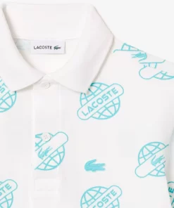 Lacoste Jungenkleidung>Poloshirt Aus Baumwoll-Pique Mit Aufdruck Weis / Blau Ri6