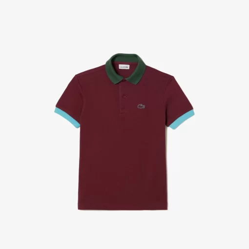 Lacoste Jungenkleidung>Poloshirt Aus Baumwollpique Mit Colourblock Burgunder / Weis N2I