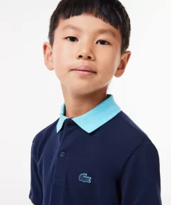 Lacoste Jungenkleidung>Poloshirt Aus Baumwollpique Mit Colourblock Navy Blau / Weis Qrn