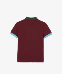 Lacoste Jungenkleidung>Poloshirt Aus Baumwollpique Mit Colourblock Burgunder / Weis N2I