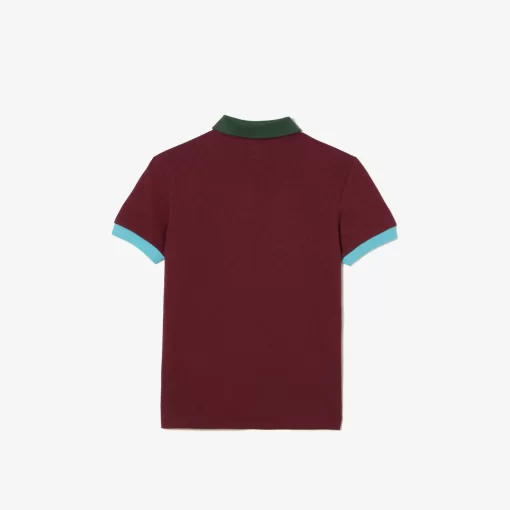 Lacoste Jungenkleidung>Poloshirt Aus Baumwollpique Mit Colourblock Burgunder / Weis N2I