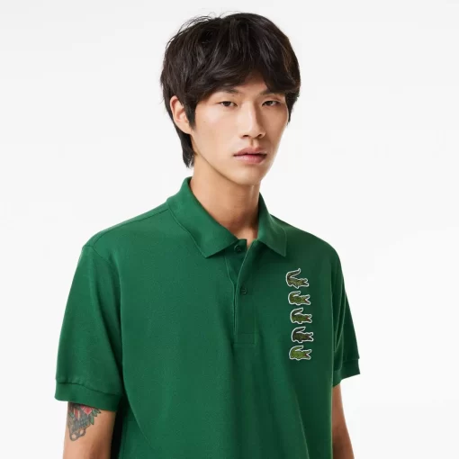 Lacoste Poloshirts>Poloshirt Aus Pique Mit Croc-Aufnaher Grun 132