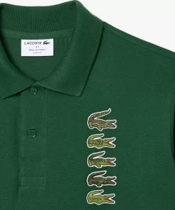 Lacoste Poloshirts>Poloshirt Aus Pique Mit Croc-Aufnaher Grun 132