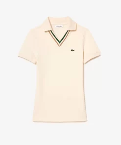 Lacoste Poloshirts>Poloshirt Aus Stretch-Pique Mit V-Ausschnitt Creme Xfj