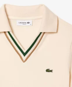 Lacoste Poloshirts>Poloshirt Aus Stretch-Pique Mit V-Ausschnitt Creme Xfj