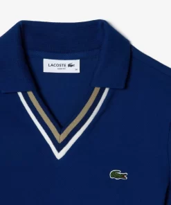 Lacoste Poloshirts>Poloshirt Aus Stretch-Pique Mit V-Ausschnitt Navy Blau F9F