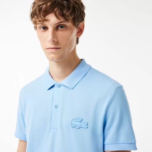 Lacoste Poloshirts>Poloshirt Mit Gestepptem Krokodilaufnaher Pastellblau Hbp