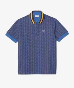 Lacoste Poloshirts>Poloshirt Mit Kontrastkragen Und Monogramm-Motiv Blau / Burgunder Nji