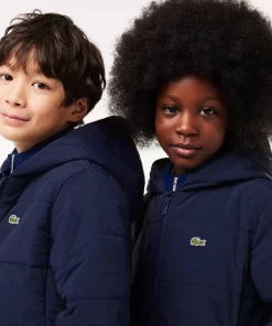 Lacoste Mädchenkleidung>Puff-Jacke Mit Namens-Einsatz Navy Blau 166