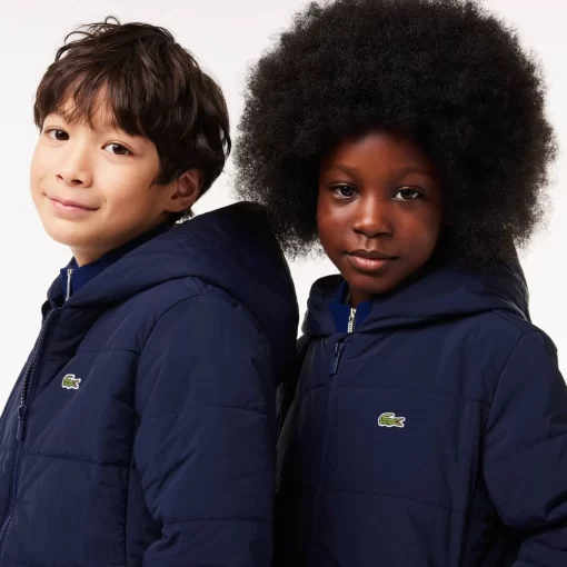 Lacoste Mädchenkleidung>Puff-Jacke Mit Namens-Einsatz Navy Blau 166