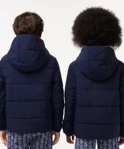 Lacoste Mädchenkleidung>Puff-Jacke Mit Namens-Einsatz Navy Blau 166