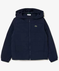 Lacoste Mädchenkleidung>Puff-Jacke Mit Namens-Einsatz Navy Blau 166