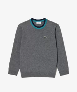 Lacoste Jungenkleidung>Pullover Aus Baumwoll-Merino-Mischung Heidekraut Grau / Weis W9D