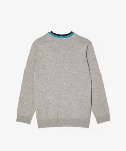 Lacoste Jungenkleidung>Pullover Aus Baumwoll-Merino-Mischung Heidekraut Grau / Weis W9D