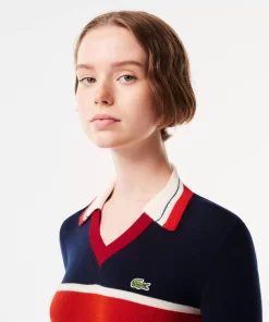 Lacoste Pullover>Pullover Mit Kontrast-Polokragen, In Frankreich Gefertigt Navy Blau / Orange / Weis Npi