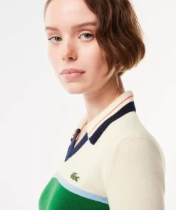 Lacoste Pullover>Pullover Mit Kontrast-Polokragen, In Frankreich Gefertigt Weis / Grun / Weis Lia