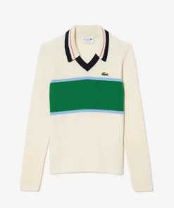 Lacoste Pullover>Pullover Mit Kontrast-Polokragen, In Frankreich Gefertigt Weis / Grun / Weis Lia