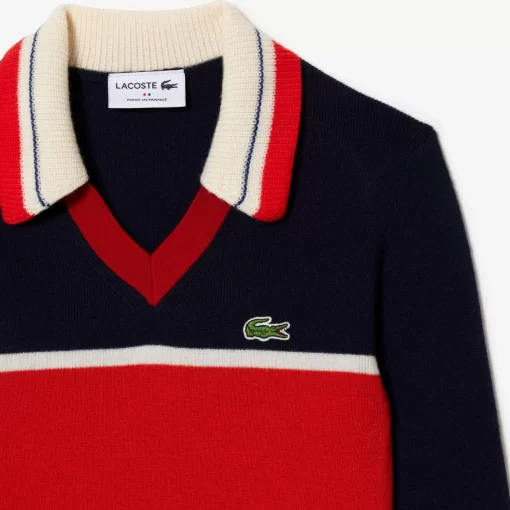 Lacoste Pullover>Pullover Mit Kontrast-Polokragen, In Frankreich Gefertigt Navy Blau / Orange / Weis Npi