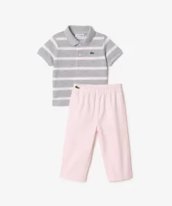 Lacoste Accessoires>Pyjama Geschenkset Aus Mini-Pique Aus Bio-Baumwolle Heidekraut Grau / Weis / Hellrosa Mzi