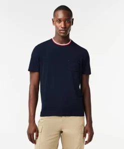 Lacoste Unterwäsche & Loungewear>Pyjama-Oberteil Mit Kontrastkragen Navy Blau 166