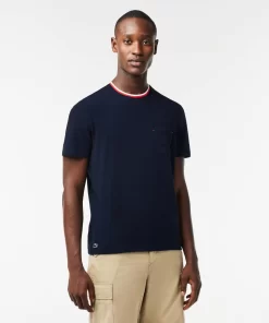 Lacoste Unterwäsche & Loungewear>Pyjama-Oberteil Mit Kontrastkragen Navy Blau 166