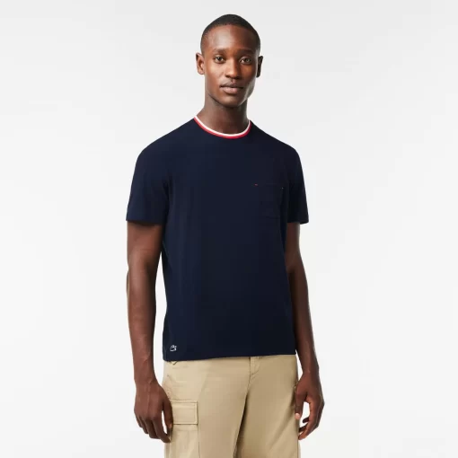 Lacoste Unterwäsche & Loungewear>Pyjama-Oberteil Mit Kontrastkragen Navy Blau 166