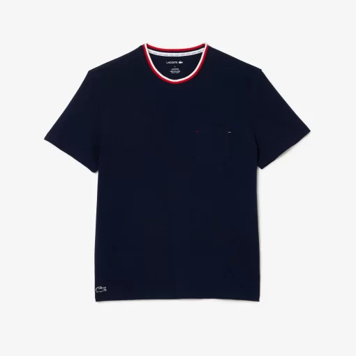 Lacoste Unterwäsche & Loungewear>Pyjama-Oberteil Mit Kontrastkragen Navy Blau 166