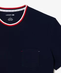 Lacoste Unterwäsche & Loungewear>Pyjama-Oberteil Mit Kontrastkragen Navy Blau 166