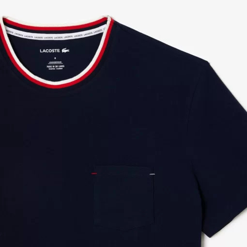 Lacoste Unterwäsche & Loungewear>Pyjama-Oberteil Mit Kontrastkragen Navy Blau 166