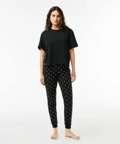 Lacoste Unterwäsche & Loungewear>Pyjama-Set Mit Croc-Hosen Schwarz / Weis 258