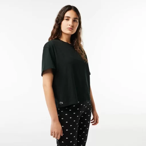 Lacoste Unterwäsche & Loungewear>Pyjama-Set Mit Croc-Hosen Schwarz / Weis 258