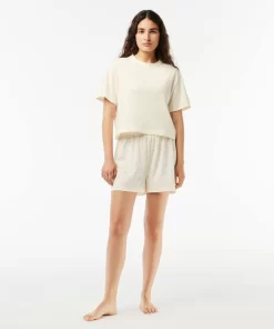 Lacoste Unterwäsche & Loungewear>Pyjama-Set Mit Croc-Shorts Weis / Blau Iyt