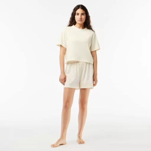 Lacoste Unterwäsche & Loungewear>Pyjama-Set Mit Croc-Shorts Weis / Blau Iyt