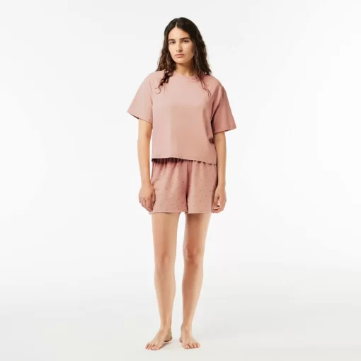 Lacoste Unterwäsche & Loungewear>Pyjama-Set Mit Croc-Shorts Rosa Iyu