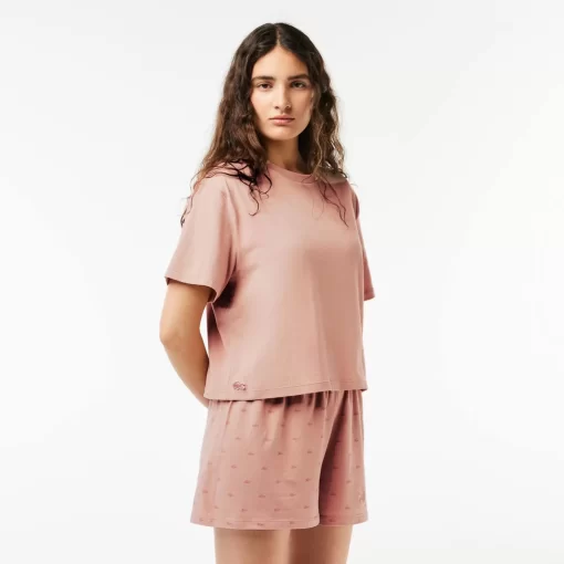 Lacoste Unterwäsche & Loungewear>Pyjama-Set Mit Croc-Shorts Rosa Iyu