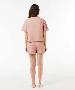 Lacoste Unterwäsche & Loungewear>Pyjama-Set Mit Croc-Shorts Rosa Iyu