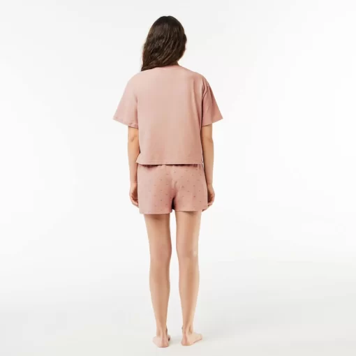 Lacoste Unterwäsche & Loungewear>Pyjama-Set Mit Croc-Shorts Rosa Iyu